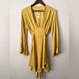 Free People Mustard Yellow Long Sleeve Dress